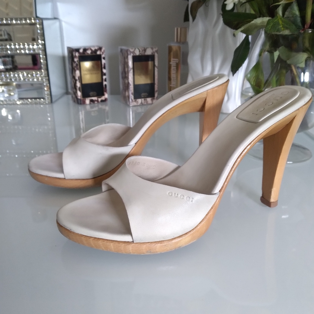 Vintage Gucci Y2K off white leather slip on heels size 39 - Picture 11 of 14